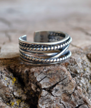 sterling silver ring, wide ring, wide band, sterling silver braided band (R243) - £22.92 GBP