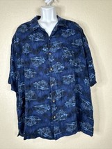 George Blue Island Button Up Shirt Short Sleeve Men Size 2XL XXL Hawaiian - £9.94 GBP