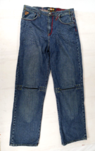 AKADEMIKS Jeans Relaxed Straight Leg Blue Denim Research RN.0100964 Mens Size 34 - £40.53 GBP