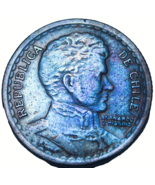 Chile Peso, 1944~Monster BLUE Toning~Free Ship #A97 - £16.52 GBP