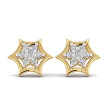 14K Yellow Gold Plated Silver Simulated Diamond Flower Cluster Mini Stud Earring - $37.39