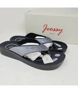 Jeossy Milan Women&#39;s Sandals Size 10 To 10.5 Metallic Silver Thong Platform - £25.25 GBP