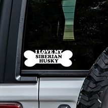 MHDStickerCo I Love My Siberian Husky Dog Bone Vinyl Decal Sticker Custom Truck  - £4.54 GBP