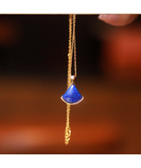 Lapis Lazuli Pendant Necklace for Women with Gold-Plated Sterling Silver Chain - $2,174.56 MXN