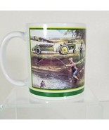 John Deere Coffee Mug Little Boy Tractor Pond Fishing Norman Rockwell - £5.47 GBP