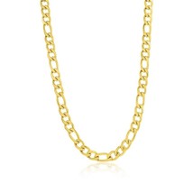 Stainless Steel 7mm Figaro Chain Necklace - Gold Plated - £48.75 GBP