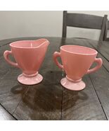 Vintage HAZEL ATLAS Moderntone Ovide SUGAR &amp; CREAMER Pink Platonite - $27.73 CAD