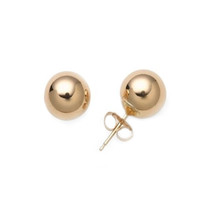 14kt Solid Yellow Gold Stud Earrings Polished Ball Bead Studs 14k 14 kt - £27.05 GBP