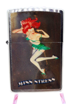 Miss Stress Retro Fighter Mascot Pin-up Zippo Lighter Brushed Chrome Finish - $29.99