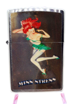 Miss Stress Retro Fighter Mascot Pin-up Zippo Lighter Brushed Chrome Finish - £23.69 GBP