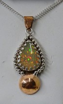 6 Ct. Rainbow Welo Opal Set In Sterling Silver With Copper Accents   - £304.51 GBP