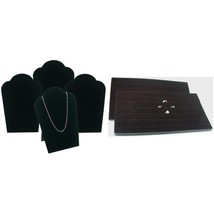 Black Foam Ring Display Tray Inserts &amp; Padded Velvet Necklace Easels Kit 6 Pcs - £18.37 GBP