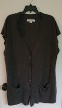 Womens Plus 18/20 Avenue Charcoal Gray Button Front V-Neck Sweater Vest ... - £14.71 GBP