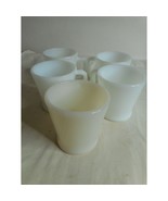 Set Of 5 Vintage Fire King Milk Glass D Handle Coffee Mugs Cups Heat Pro... - $31.99