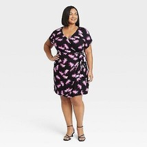 Women&#39;s Dolman Short Sleeve Wrap Dress - Ava &amp; Viv Purple Floral XXL - £15.97 GBP