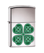 Zippo Lighter - Celtic 4 Leaf Clover Satin Chrome - ZCI001726 - $30.33