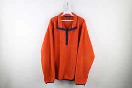 Vintage LL Bean Mens Large Tall Faded Snap Button Fleece Pullover Sweater Orange - £37.14 GBP