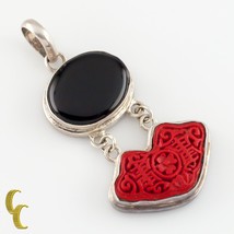 Sterling Silver Cinnabar and Onyx Pendant Beautiful - $296.99