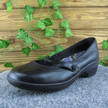 SKECHERS  Women Mary Jane Shoes Black Leather Slip On Size 6 Medium - £19.78 GBP