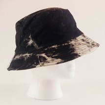 Bucket Hat Black & Cream Tie Dye Reversible Unisex 22.5" S/M Sun Hat Casual Cap image 2