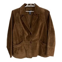 East 5th Womens Jacket Size 2xl Brown Camel Suede Leather Long Sleeve Bu... - £52.03 GBP