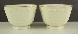 MODERN Fine China Giftware Lenox 2PC Lot Cream &amp; Gold Trim Nut Candy Bowls - $17.85