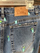 Lilly Pulitzer Stretch Jeans Size 4 Blue Drink Pink Straw Full Embroider... - $18.05