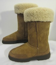 Womens Brown Suede Sheepskin Leather Shearling Pull-On Winter Boots 7 - £47.27 GBP