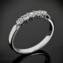 Anniversary Ring 1.25Ct Round Cut Simulated Diamond Band 14K White Gold Size 5.5 - £180.44 GBP