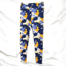 LuLaRoe Leggings Woman One Size 2-10 Blue Orange Pattern with Birds Activewear - $11.29