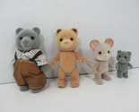 Vintage Sylvanian Families gray tan bears  mouse lot 4 used - $18.80