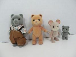 Vintage Sylvanian Families gray tan bears  mouse lot 4 used - £14.97 GBP