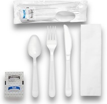 Plastic Utensils Silverware Wrapped Combo Set Bulk Variety, 50, White - ... - £26.44 GBP