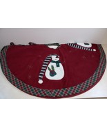 Christmas Tree Skirt Country Snowman Large 50&quot; Round Plaid Trim - $46.99