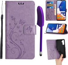 Mavis&#39;s Diary Galaxy S24 Flip Case with Card Holder Stylus Pen Women Floral Embo - £14.86 GBP