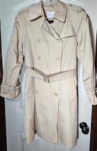 WORTHINGTON Womens Khaki Cotton/Poly Trench Coat Zip Out Wool Lining sz Small - £31.18 GBP