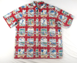 Reyn Spooner Postcard Print Aloha Hawaiian Button Front Shirt Vintage Me... - £46.92 GBP