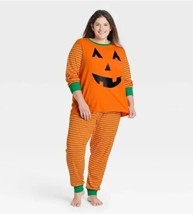 NWT Women&#39;s Plus Size Halloween Pumpkin Long Sleeve Pajama Set, Size 1X - £6.62 GBP