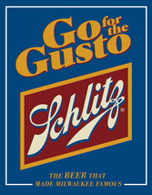 Schlitz Go Gusto Beer Logo Retro Dive Bar Pub Man Cave Wall Décor Metal Tin Sign - £17.07 GBP