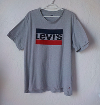 LEVIS Gray T-Shirt LOGO Print Short Sleeves Men size 2XL - £5.44 GBP