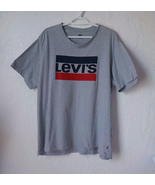 LEVIS Gray T-Shirt LOGO Print Short Sleeves Men size 2XL - £5.46 GBP