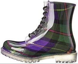 Dirty Laundry Womens Combat Rain Boots Punk Rockabilly 90’s Grunge Size 8 Plaid - £23.94 GBP