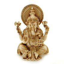 GANESHA STATUE 3.25" Small Hindu Elephant God Ivory Color Resin NEW Lord... - $11.66