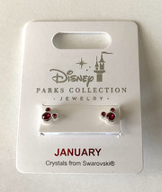 Disney Parks Mickey Mouse Faux Gem Red Garnet January Birthstone Stud Earrings 