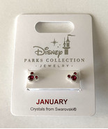 Disney Parks Mickey Mouse Faux Gem Red Garnet January Birthstone Stud Ea... - £26.29 GBP