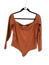 GOOD AMERICAN Brown Long Sleeve Snap Closure Body Suit Sweater Juniors S... - $44.55
