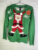 Holiday Christmas Santa Claus Light Up Sweater Top Green Red Womens Size S - £22.08 GBP