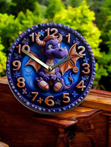 &quot;12-Inch Cute Purple Dragon Clock - Whimsical Fantasy Wall Decor&quot; - $25.99