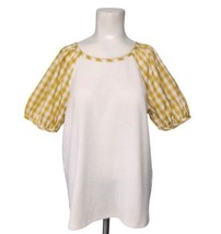 Anthropologie Sunday in Brooklyn Puckered Gingham Check Top Size M White... - $18.99