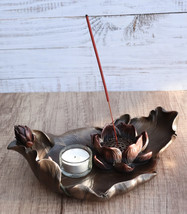 Zen Garden Buddha Lotus Flower Incense Burner Votive Tea Light Candleholder - $589.94 MXN